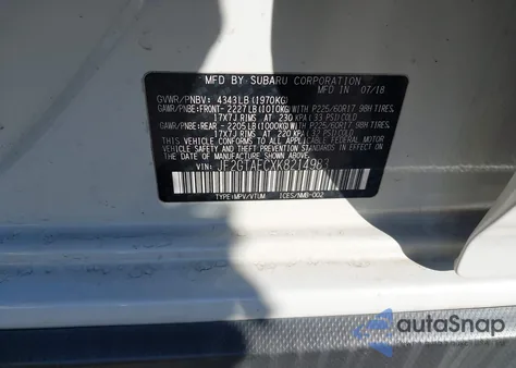 2019 Subaru Crosstrek 2.0I Premium z USA, uszkodzony, nr VIN JF2GTAECXK8214983